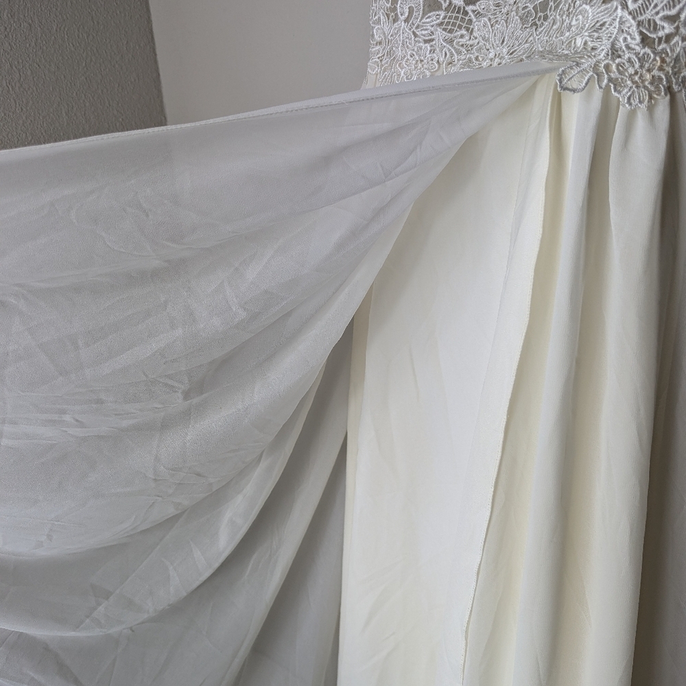 Truvelle Kim Gown Womens SMALL White Satin Silk Lace Maxi Dress - Picture 7 of 12